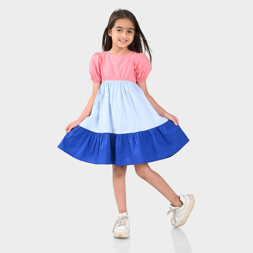 Girls Dress Tri Color