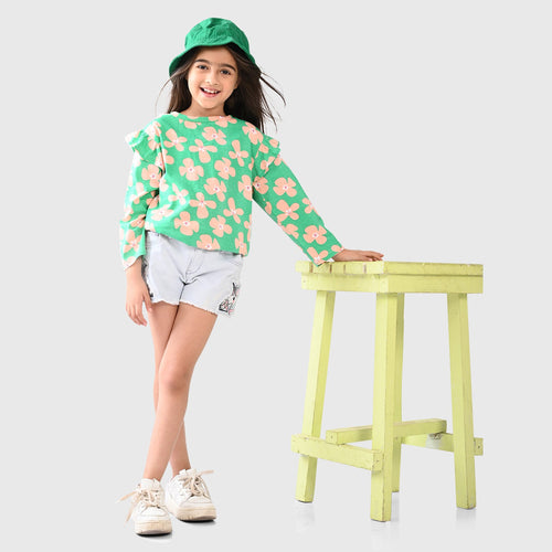 Girls Puf Sleeve Tshirt