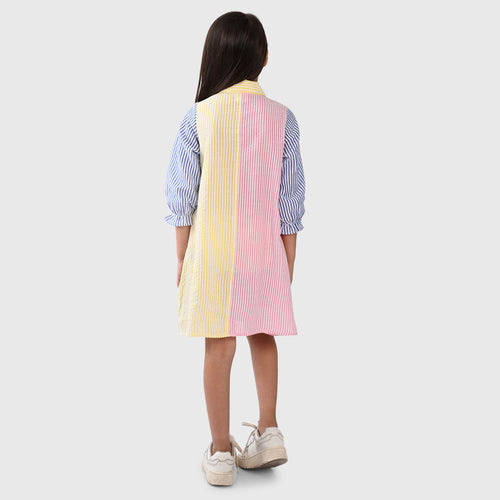 Girls Shirt Dress Stipes Multi