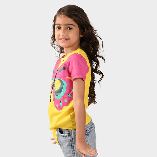 Girls Croped Printed Cotton Tshirt