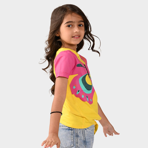Girls Croped Printed Cotton Tshirt