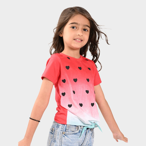 Girls Croped Printed Cotton Tshirt