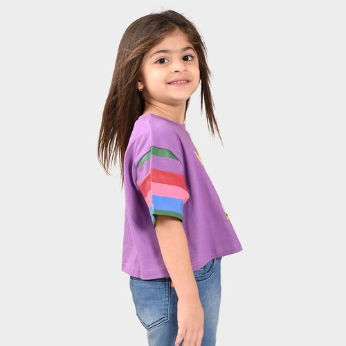 Girls Croped Printed Cotton Tshirt
