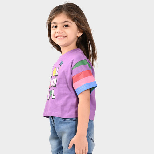 Girls Croped Printed Cotton Tshirt