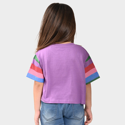 Girls Croped Printed Cotton Tshirt