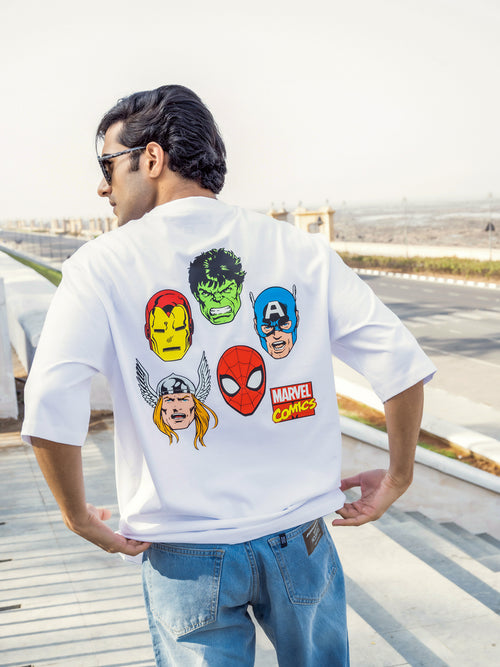 Mens Marvel Oversize - Front and back Print Tshirt BON12049