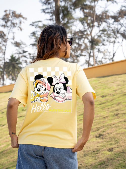 Women Mickey & mini Oversize Front and Back print Tshirt BON12084