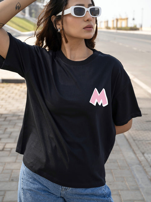 Women Mini Oversize Front Print Tshirt BON12106