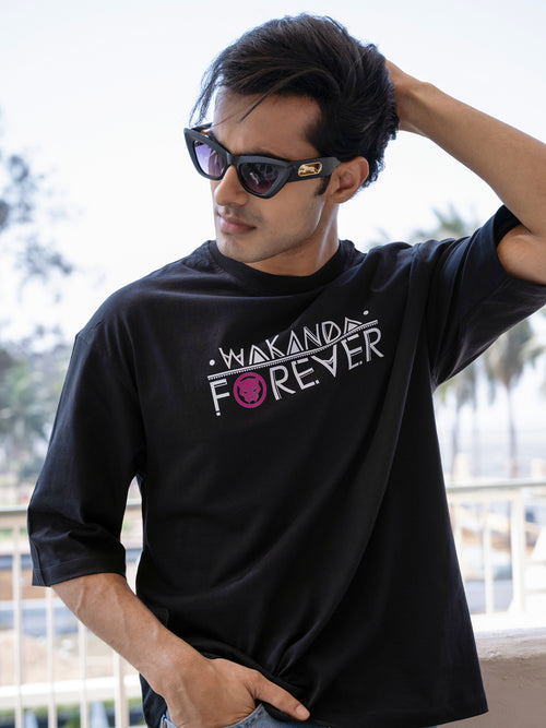 Mens Black Panther Oversize - Front and back Print Tshirt BON12048
