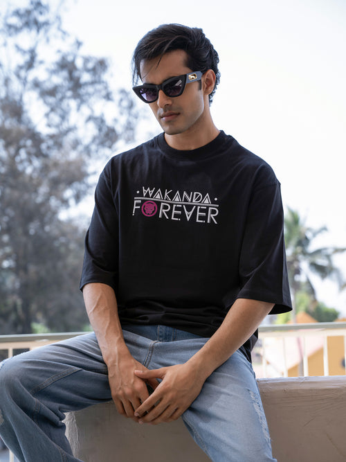 Mens Black Panther Oversize - Front and back Print Tshirt BON12048
