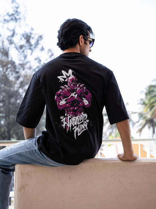 Mens Black Panther Oversize - Front and back Print Tshirt BON12048