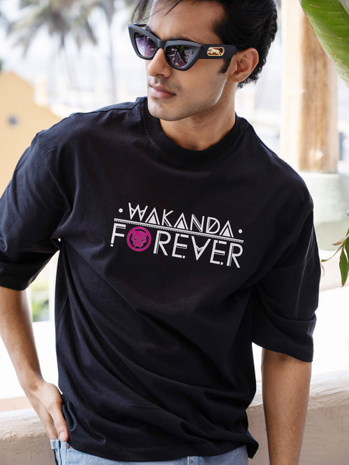 Mens Black Panther Oversize - Front and back Print Tshirt BON12048