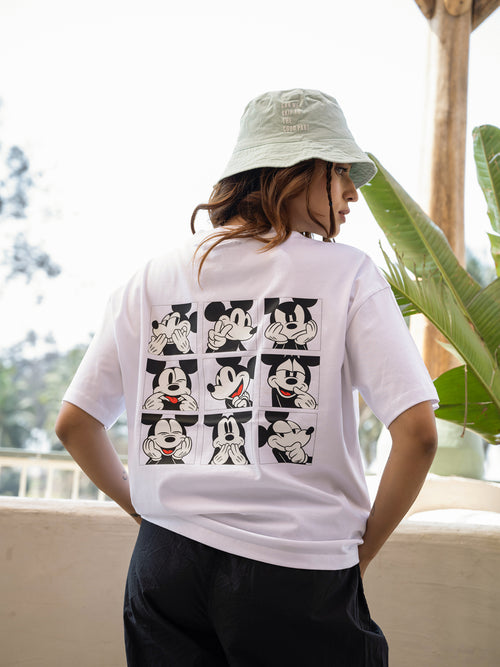 Women Mickey Oversize Front and Back print Tshirt BON12095