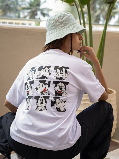 Women Mickey Oversize Front and Back print Tshirt BON12095