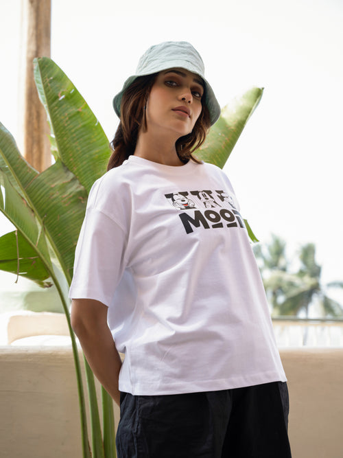 Women Mickey Oversize Front and Back print Tshirt BON12095