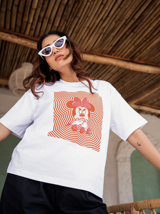 Women Mini Oversize Front Print Tshirt BON12097