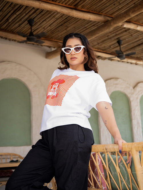 Women Mini Oversize Front Print Tshirt BON12097