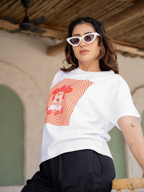 Women Mini Oversize Front Print Tshirt BON12097