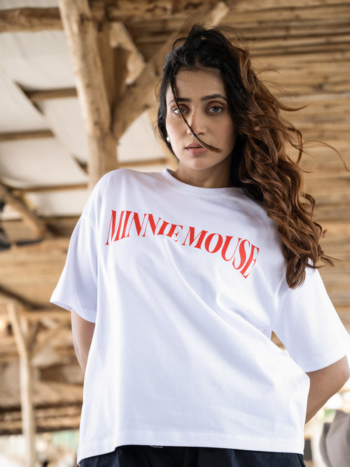 Women Mini Oversize Front and Back print Tshirt BON12086