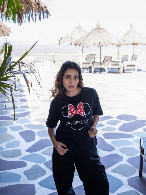 Women Mini Oversize Front Print Tshirt BON12113