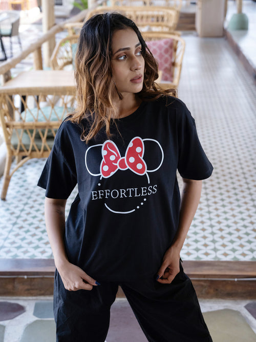 Women Mini Oversize Front Print Tshirt BON12113