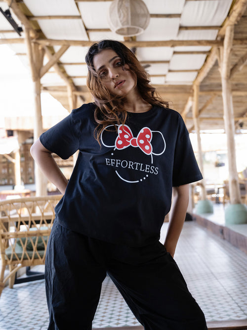 Women Mini Oversize Front Print Tshirt BON12113