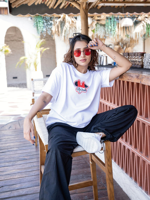 Women Mini Oversize Front and Back print Tshirt BON12079