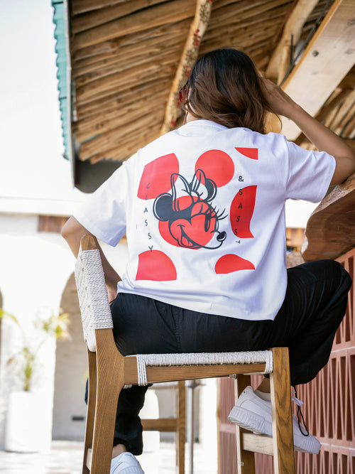 Women Mini Oversize Front and Back print Tshirt BON12079