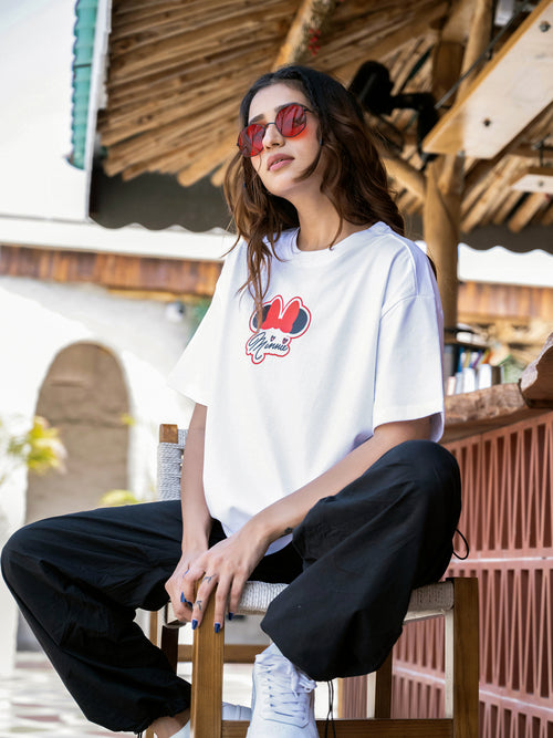 Women Mini Oversize Front and Back print Tshirt BON12079