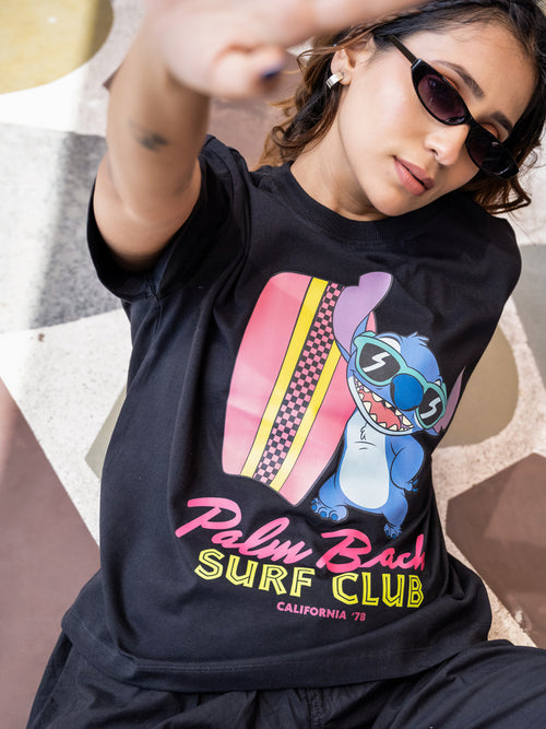 Women Stitch Oversize Front Print Tshirt BON12091