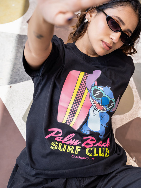 Women Stitch Oversize Front Print Tshirt BON12091