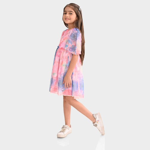 Girls Mesh poly Lycra Dress