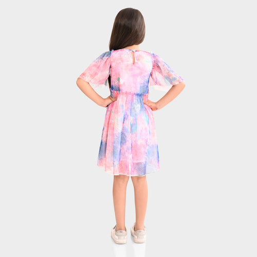 Girls Mesh poly Lycra Dress