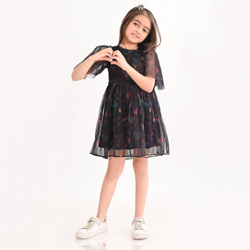 Girls Mesh poly Lycra Dress