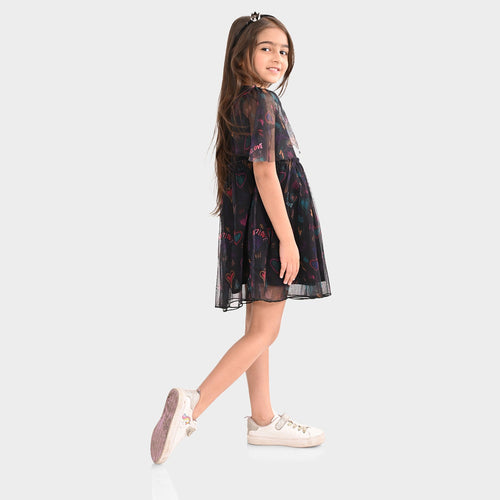 Girls Mesh poly Lycra Dress
