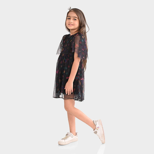Girls Mesh poly Lycra Dress