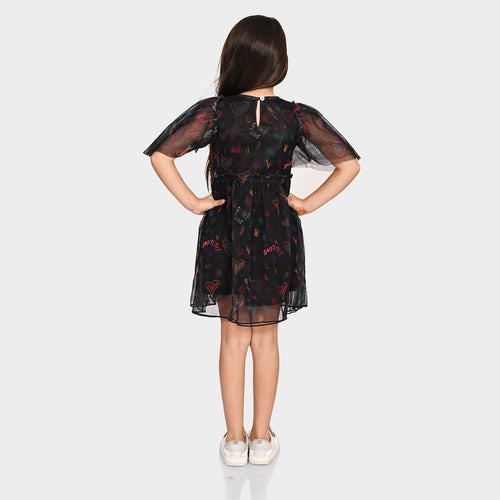 Girls Mesh poly Lycra Dress