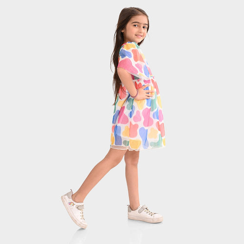 Girls Mesh poly Lycra Dress