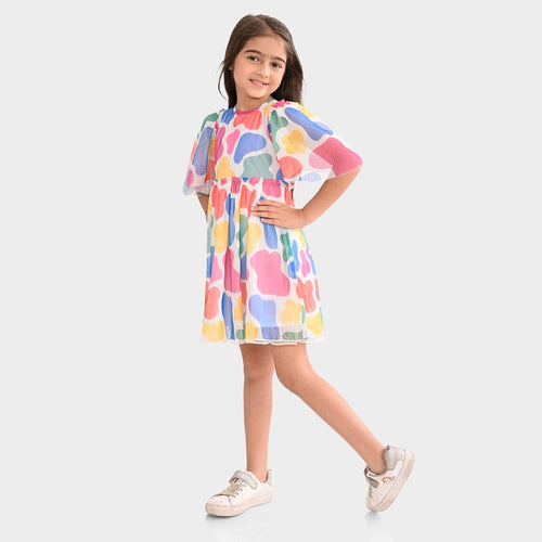 Girls Mesh poly Lycra Dress