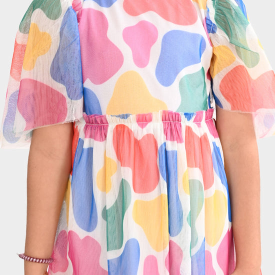 Girls Mesh poly Lycra Dress