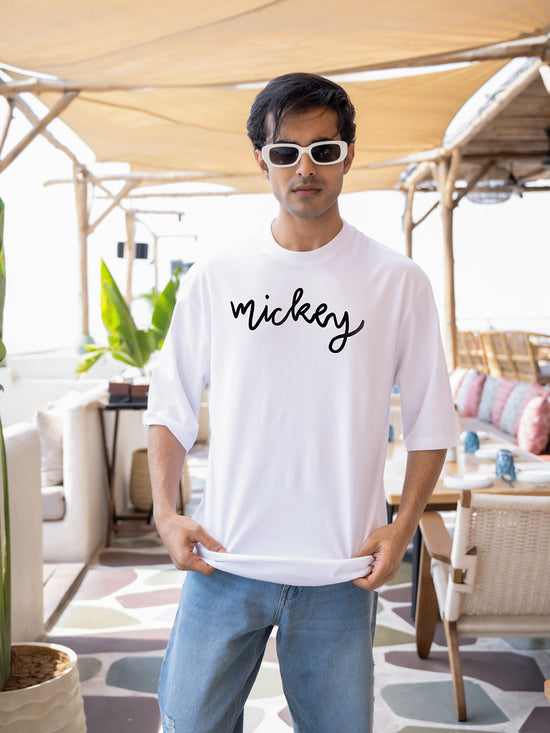 Mens Mickey Oversize - Front and back Print Tshirt BON12102
