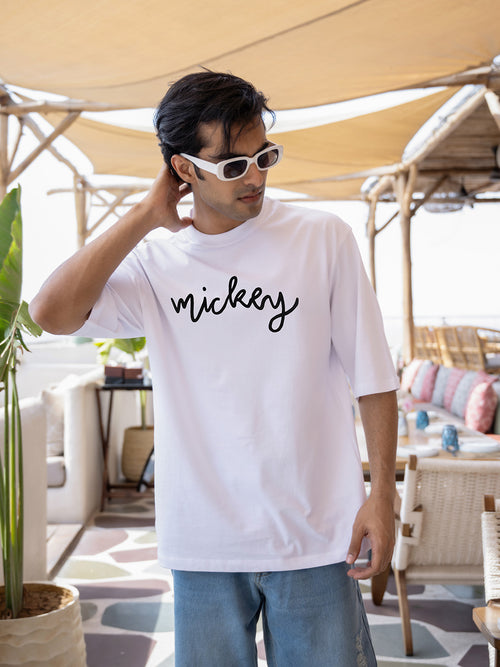 Mens Mickey Oversize - Front and back Print Tshirt BON12102