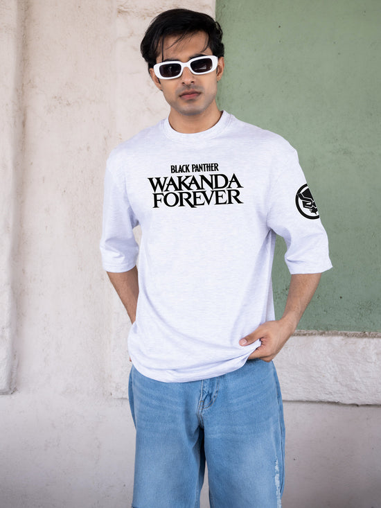 Mens Black Panther Oversize - Front and back & Sleeve Print Tshirt BON12055