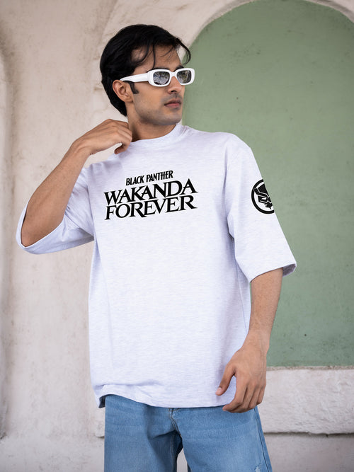 Mens Black Panther Oversize - Front and back & Sleeve Print Tshirt BON12055