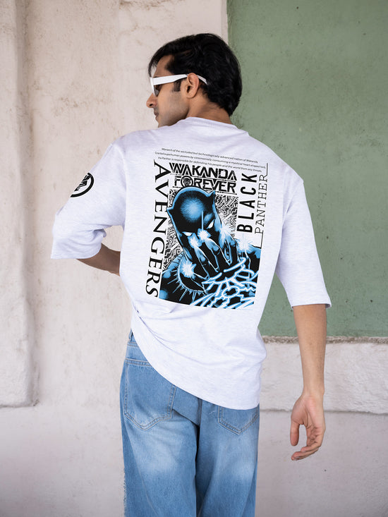 Mens Black Panther Oversize - Front and back & Sleeve Print Tshirt BON12055