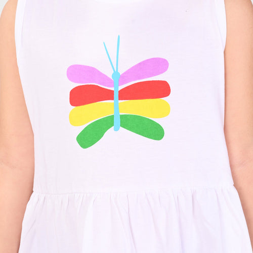 Girls White Casual Cotton Dress