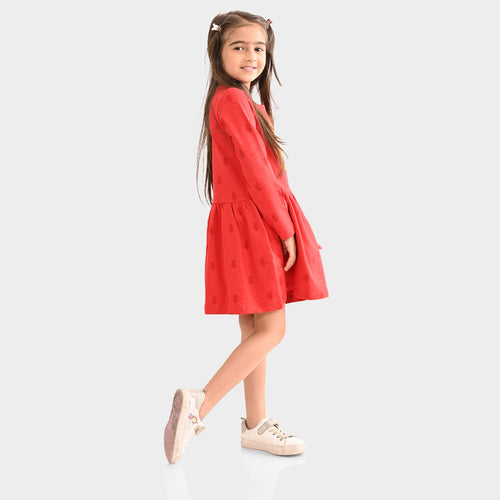 Girls Dress Full sleeves Red