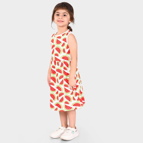 Girls Printed Cotton Casual Dress