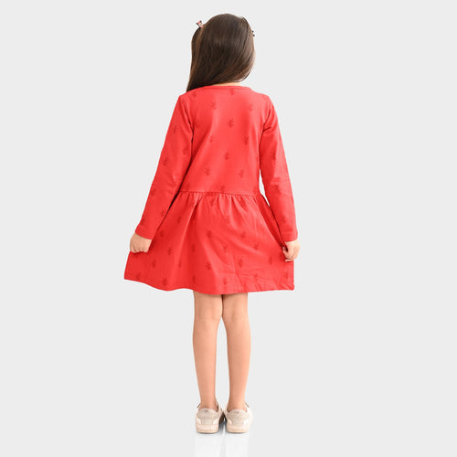 Girls Dress Full sleeves Red