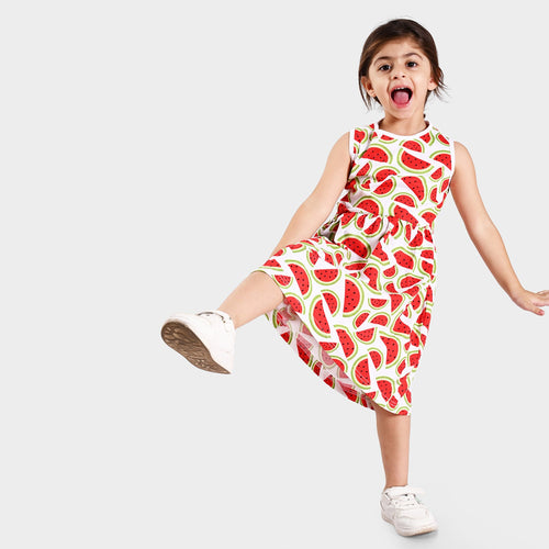 Girls Printed Cotton Casual Dress
